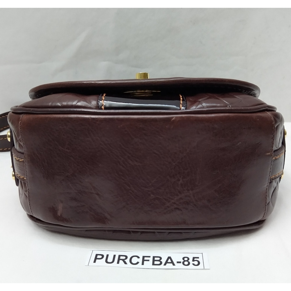 Marino Orlandi Brown Leather Turnlock Flap Closure Crossbody Bag - Picture 8 of 16